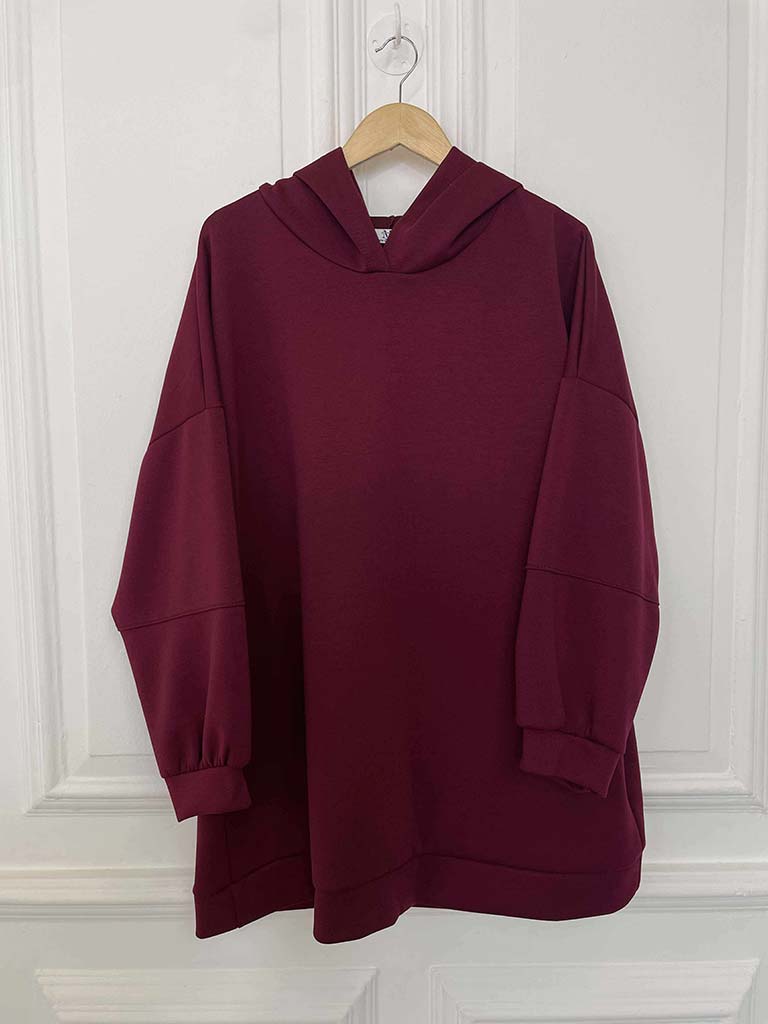 Oversized Scuba Hoodie - Merlot