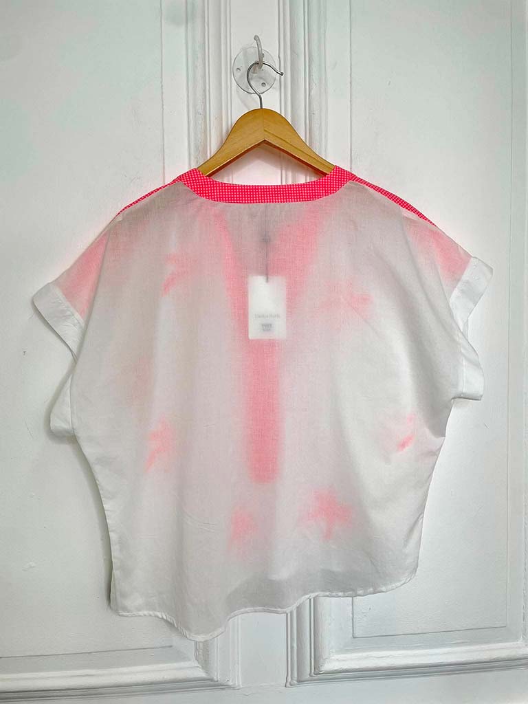 Palm Embroidered Cotton Top