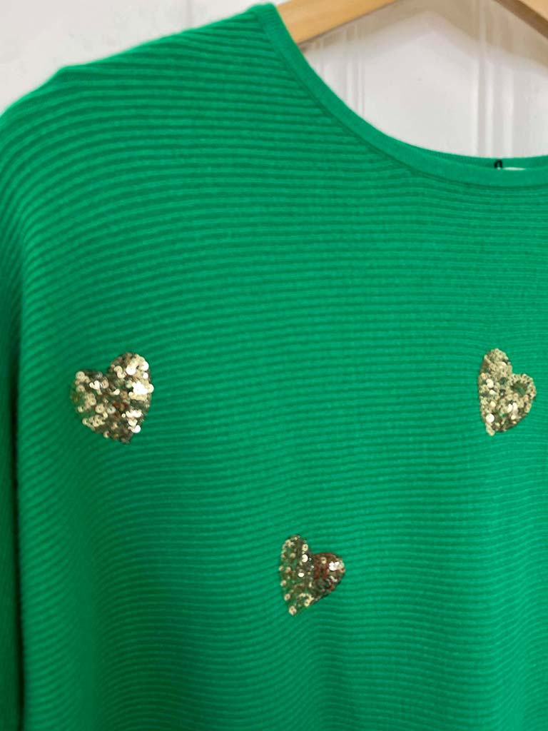 Sequin Heart Knit - Green