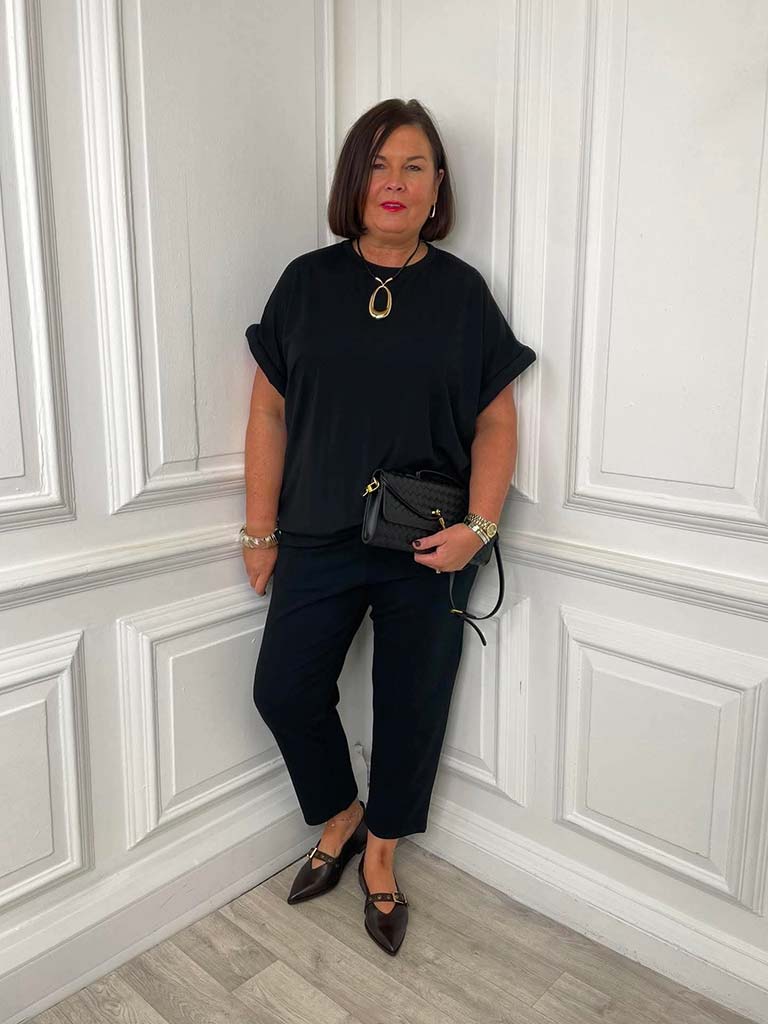 Malissa J Padded Sleeve Tee - Black