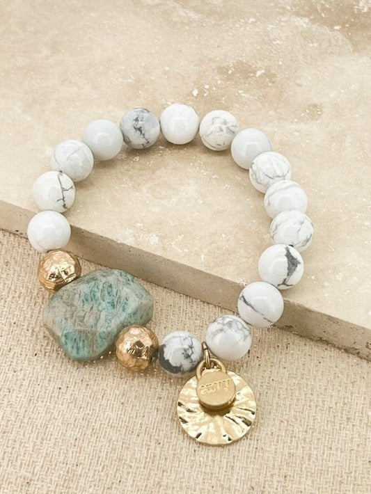 Envy Marble Bead & Stone Bracelet - Gold