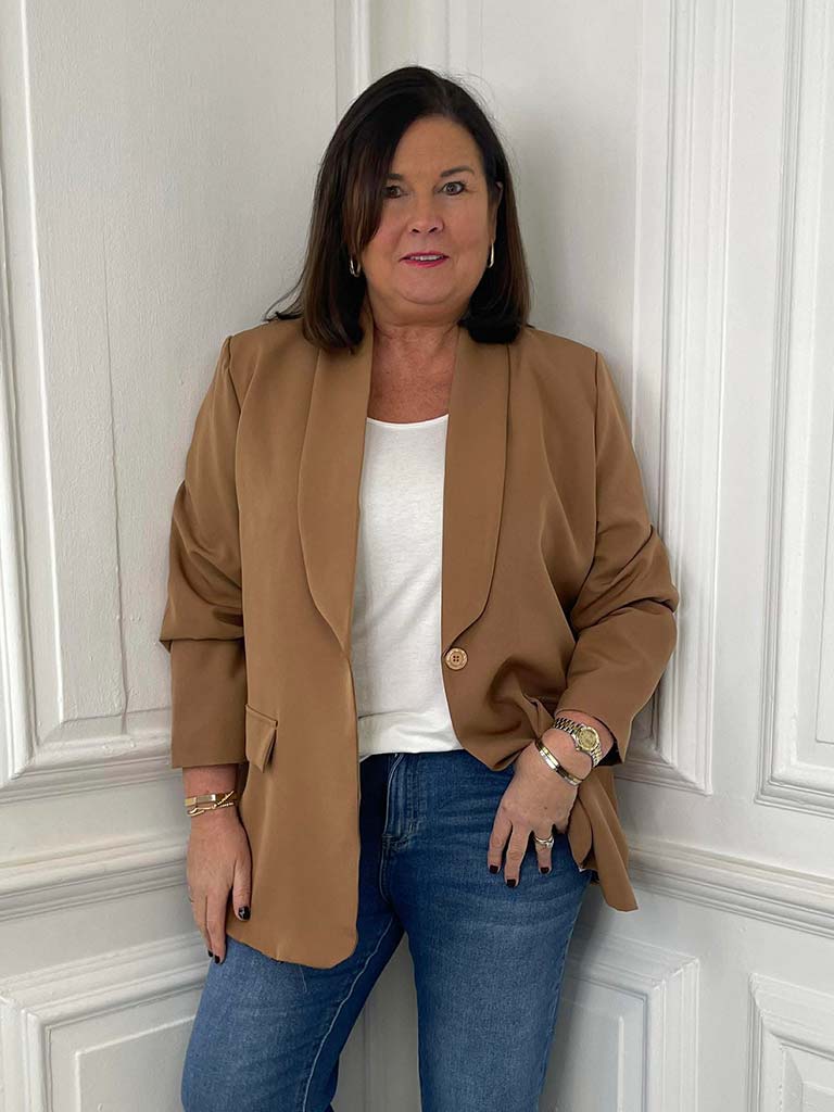 Leopard Lined Blazer - Camel