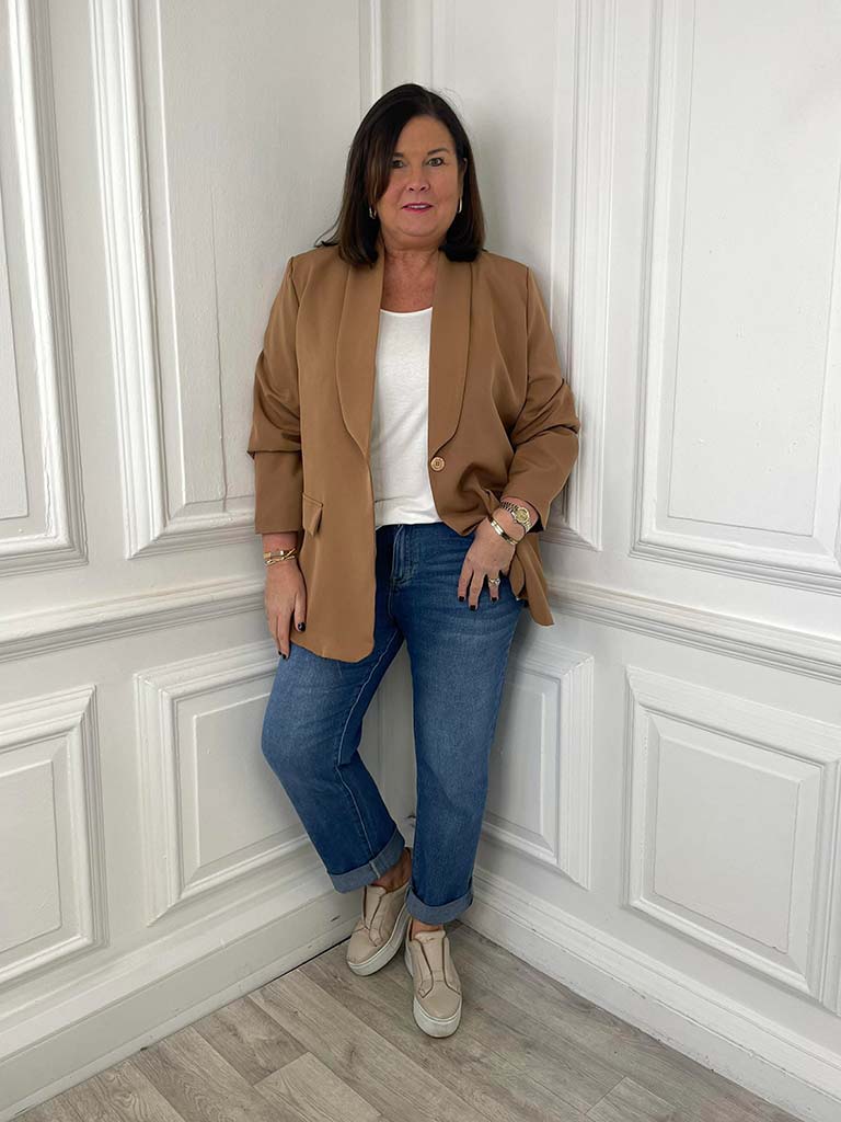 Leopard Lined Blazer - Camel