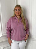 Stripe Collared Top - Pink & Jade