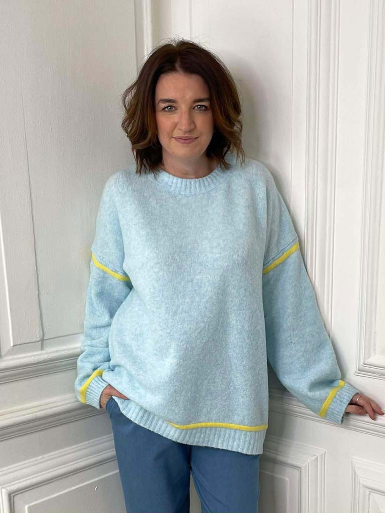 Contrast Stripe Knit - Sky