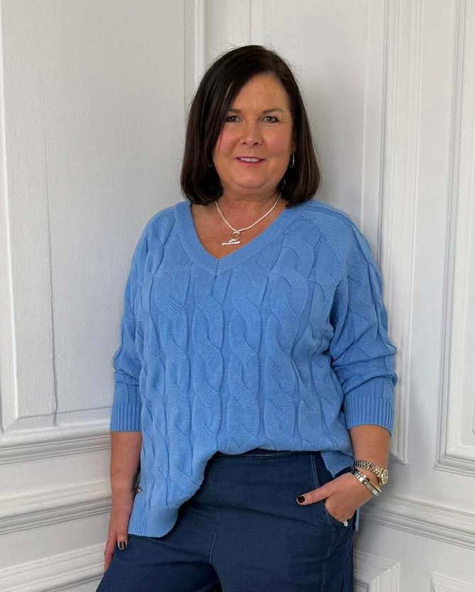 Malissa J Cable Knit - Cornflower Blue