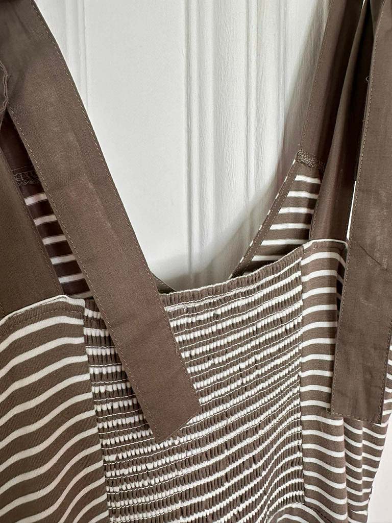 Tie Strap Stripe Dress - Mocha