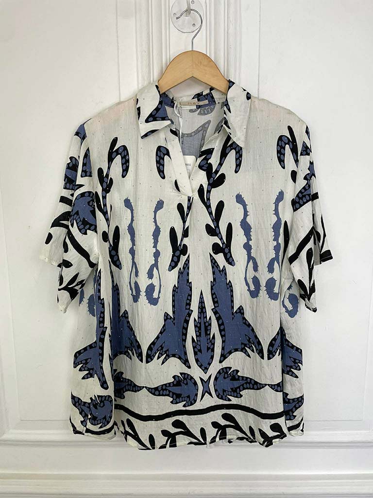 Shadow Reef Collared Top - Denim