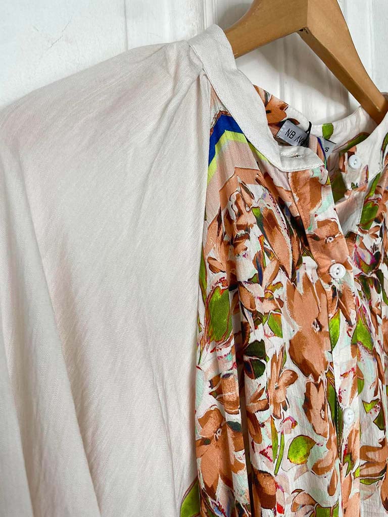 Oversized Floral Maxi Dress - Beige