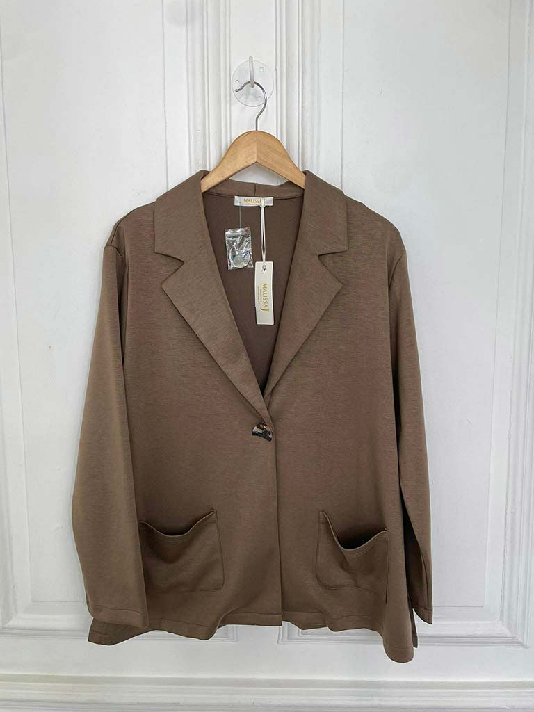 Malissa J Jersey Split Side Blazer - Coffee