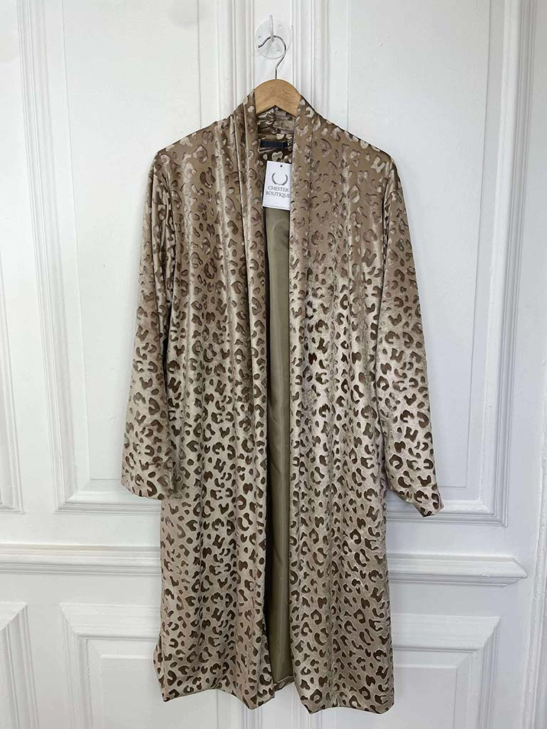 Velvet Long Leopard Jacket - Caramel