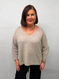 Malissa J V-Neck Classic Knit - Oatmeal