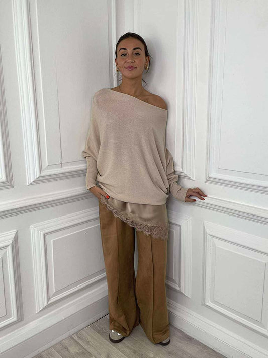 Suede Feel Joggers - Camel