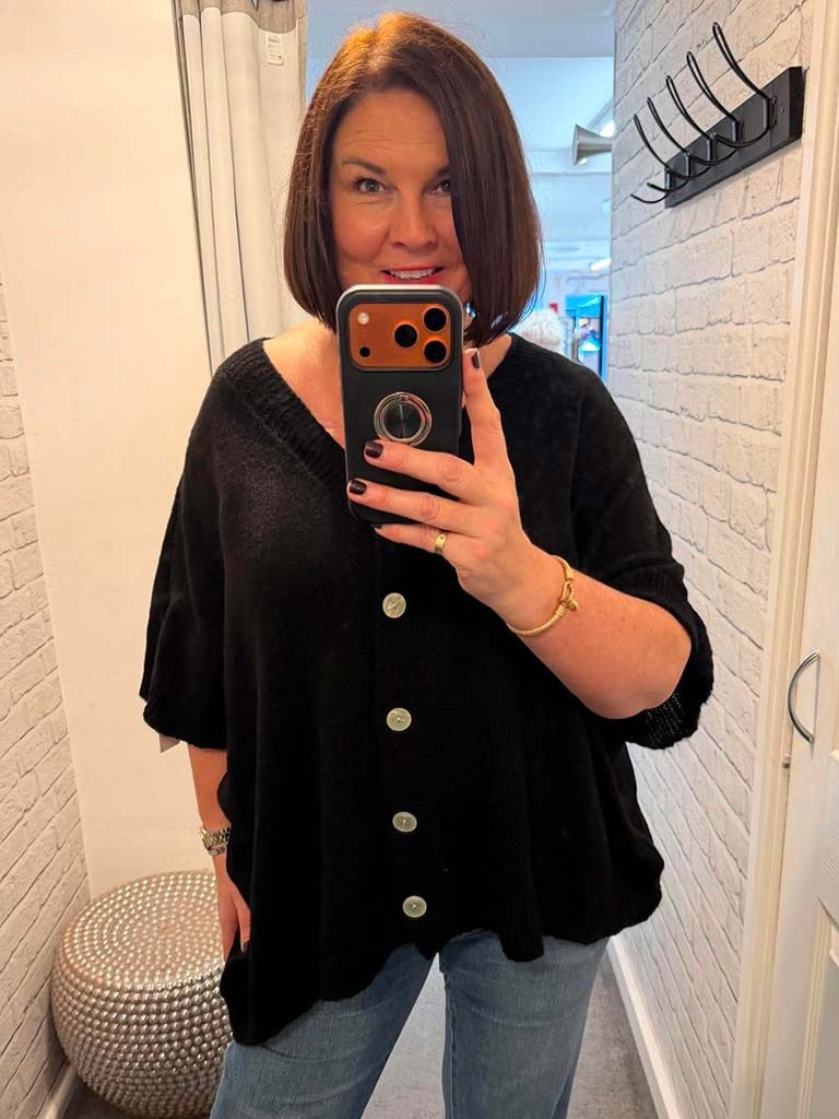 Slouchy Batwing Cardigan - Black
