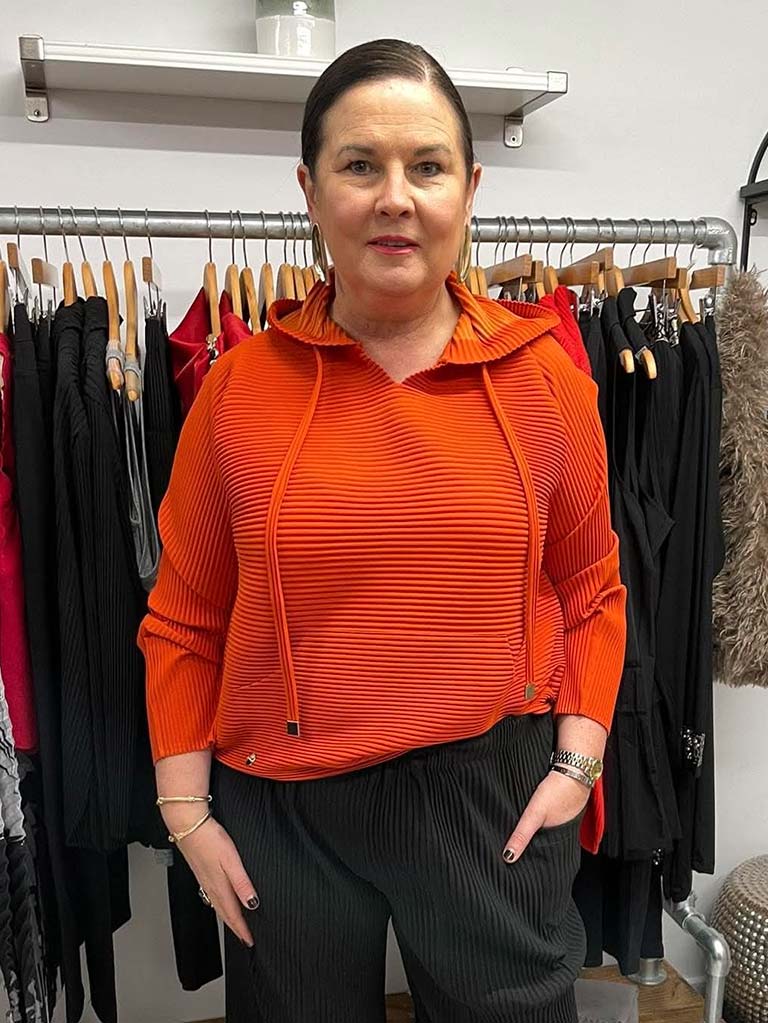 Malissa J Pleat Hoodie - Orange