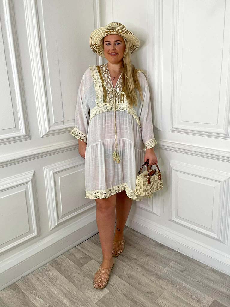 Gold Sequin Kaftan Dress