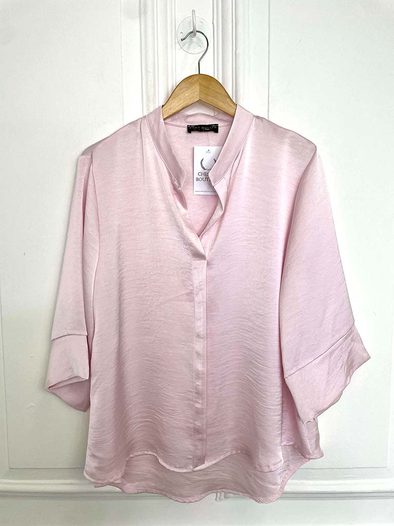 Silk Feel Mandarin Blouse - Petal
