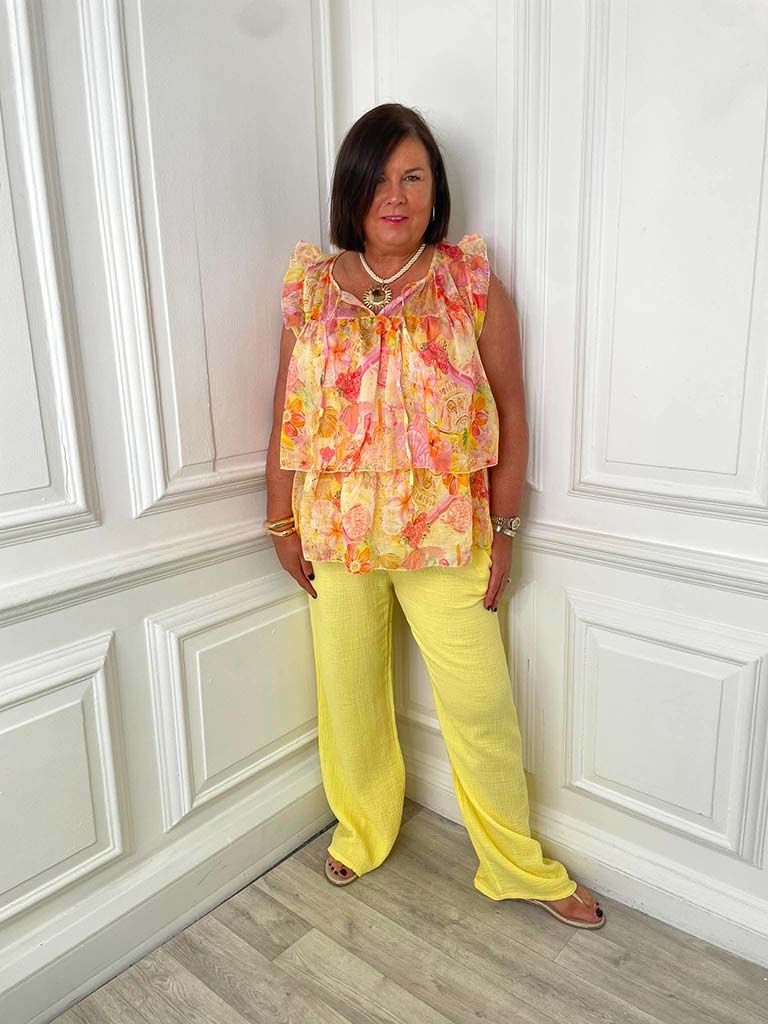 Summertime Blooms Layered Top - Peach