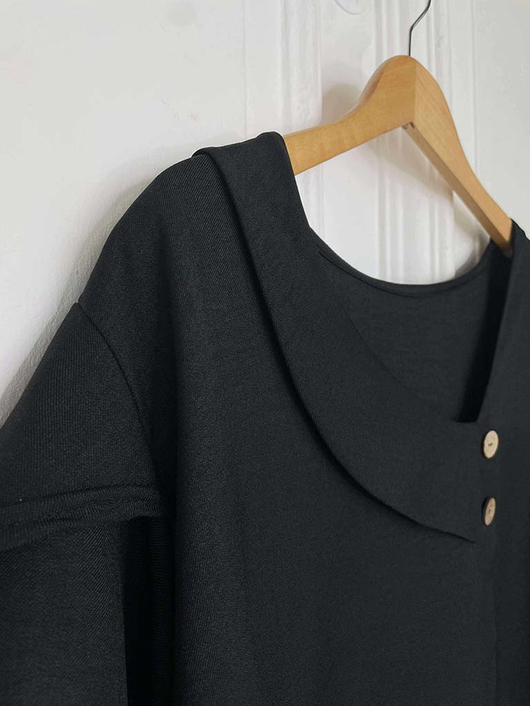 Asymmetric Lapel Top - Black