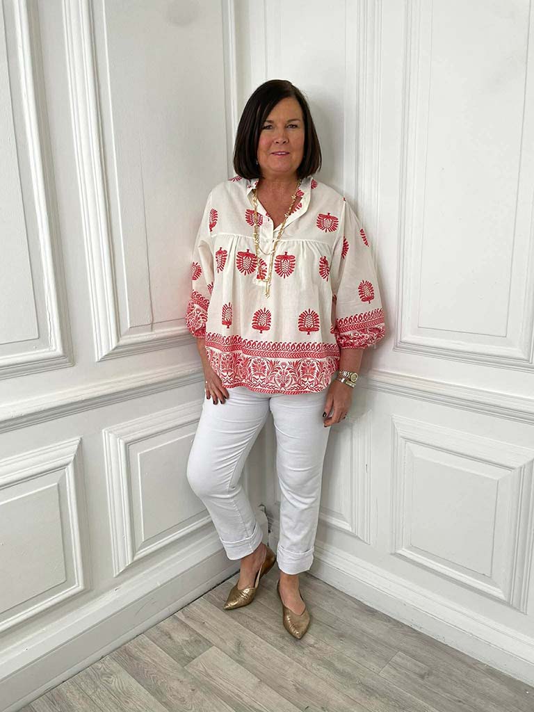 Boho Print Smock Top