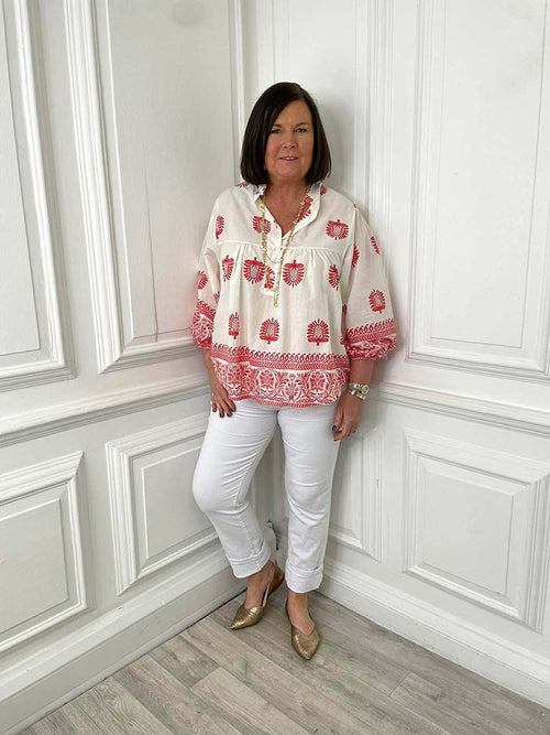 Boho Print Smock Top