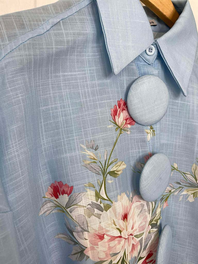 Vintage Floral Shirt - Summer Sky