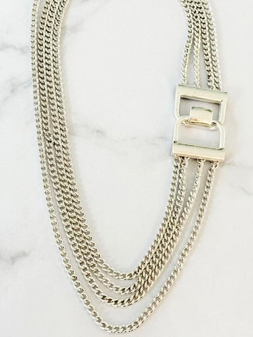 Envy Multi Layer Clasp Necklace - Silver