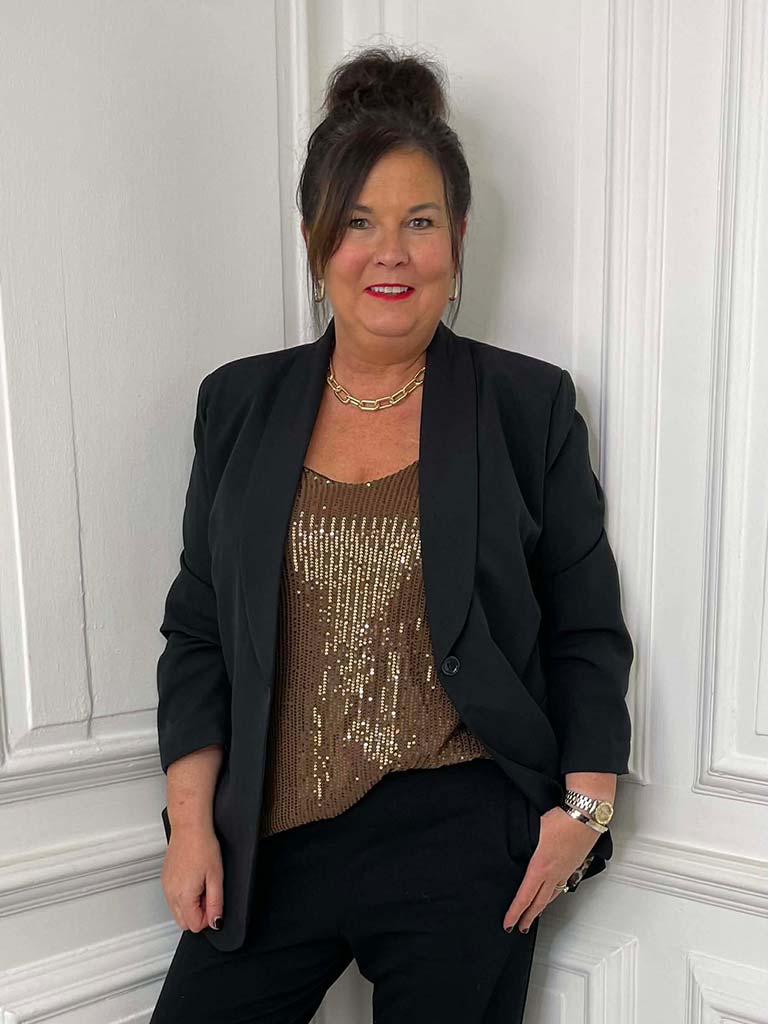 V-Neck Sequin Vest - Cinnamon