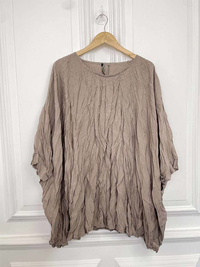 Crinkle Batwing Top - Stone
