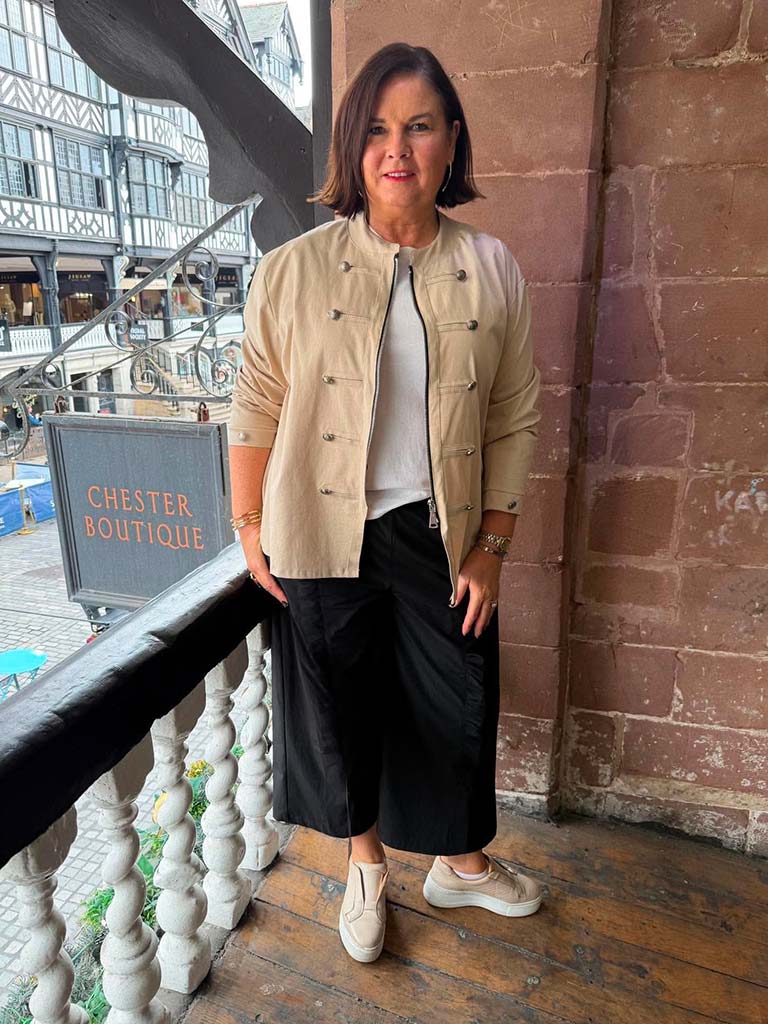 Military Cotton Blend Jacket - Oat