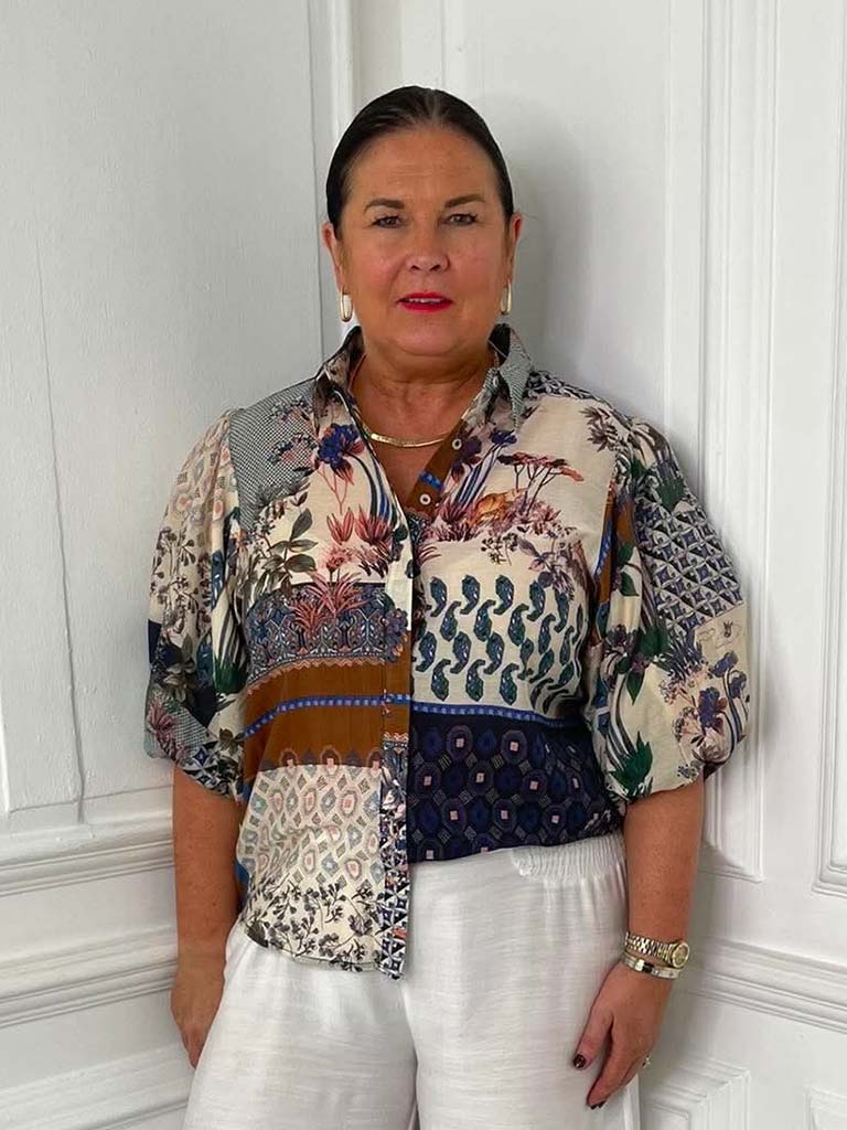 Safari Tile Print Blouse