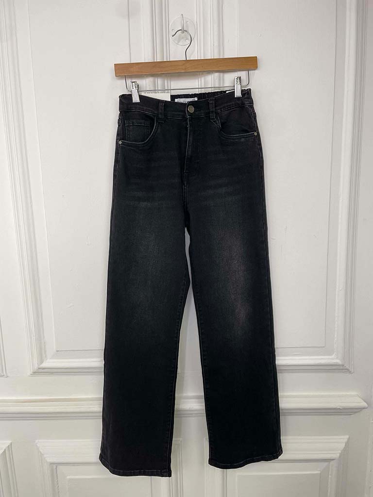 Wide Leg Stretchy Jeans - Black