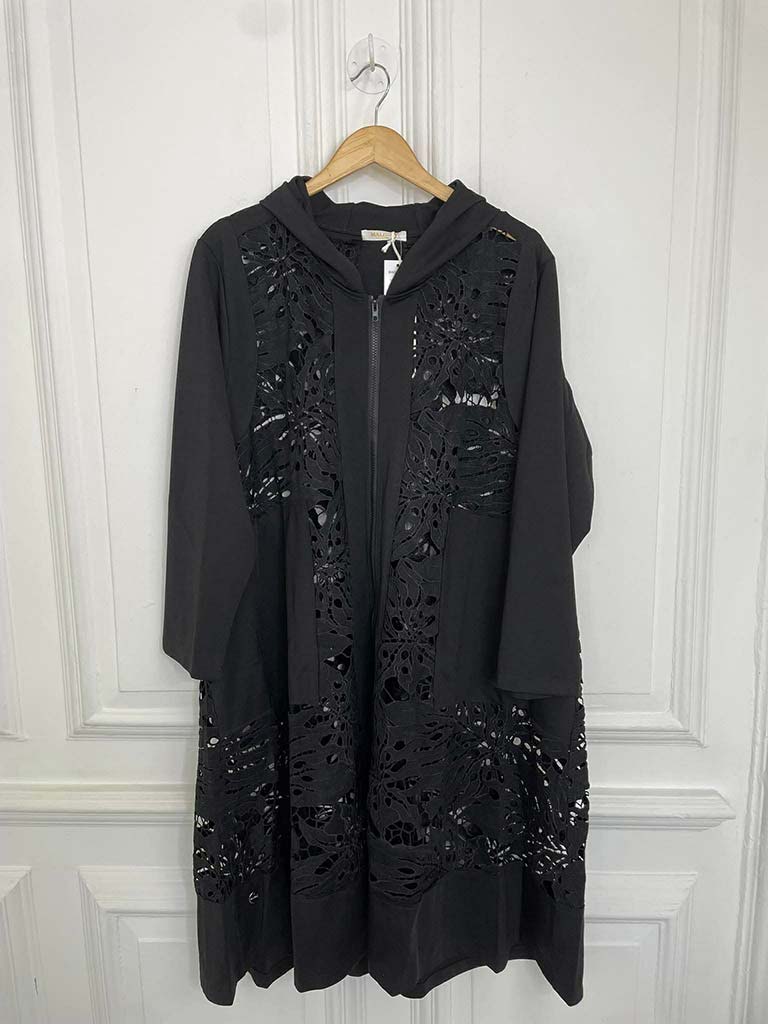 Malissa J Lace & Jersey Hooded Coat Dress
