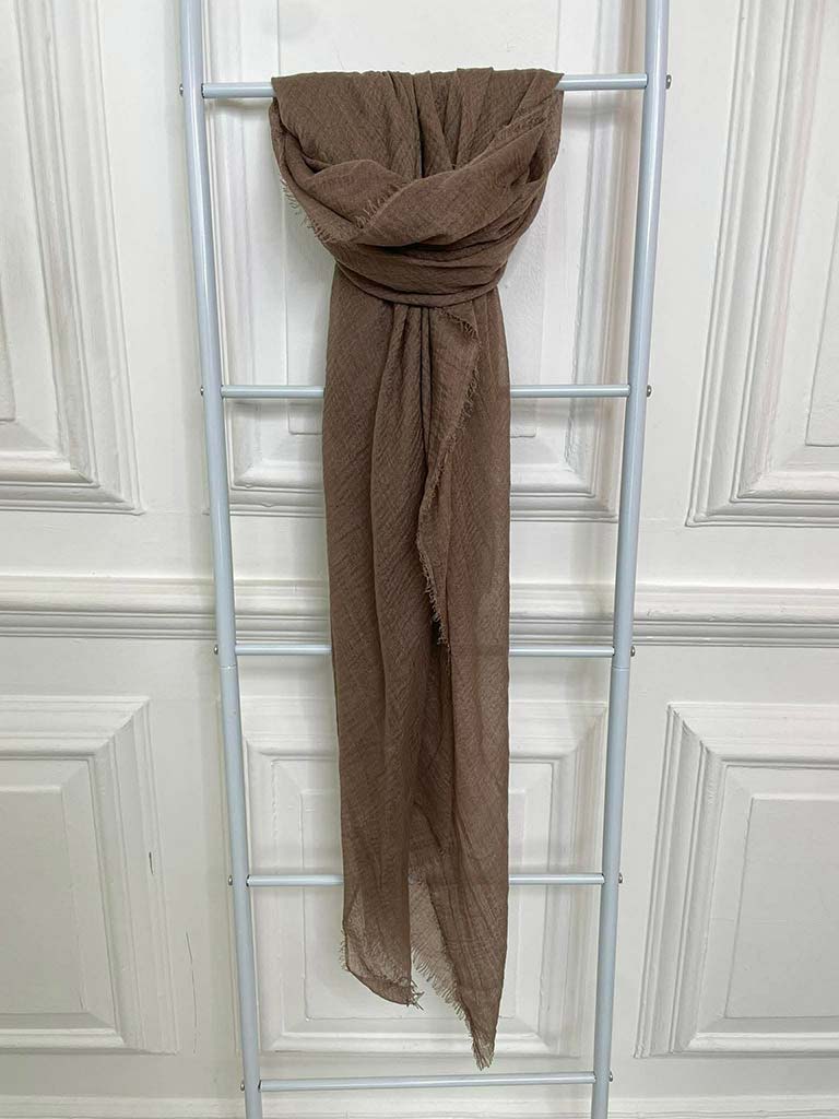 Malissa J Fine Raw Edge Scarf - Coffee