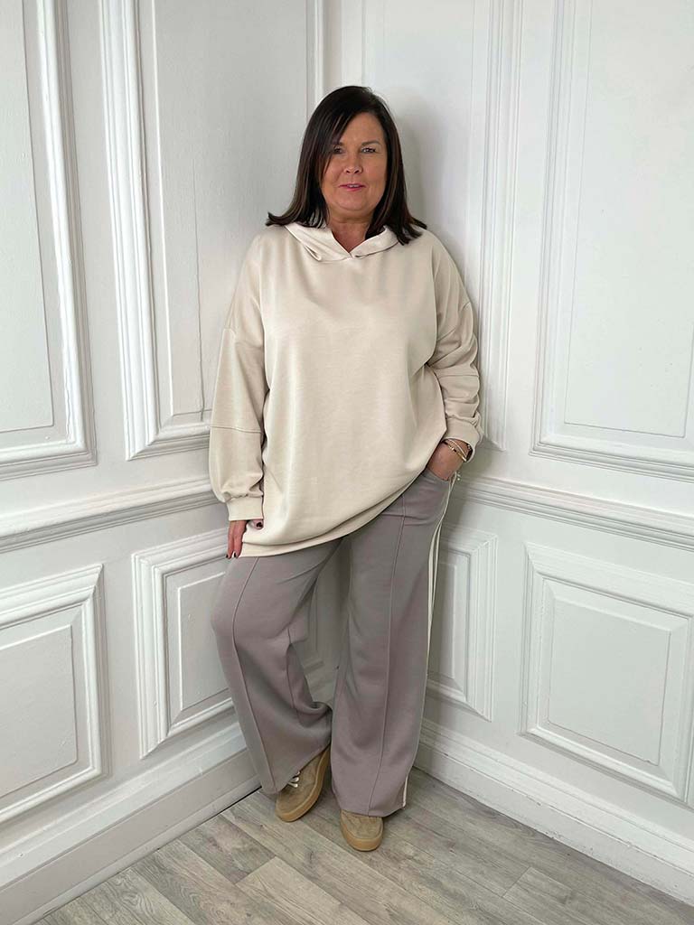 Side Stripe Jersey Joggers - Latte