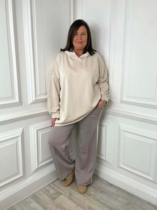 Side Stripe Jersey Joggers - Latte