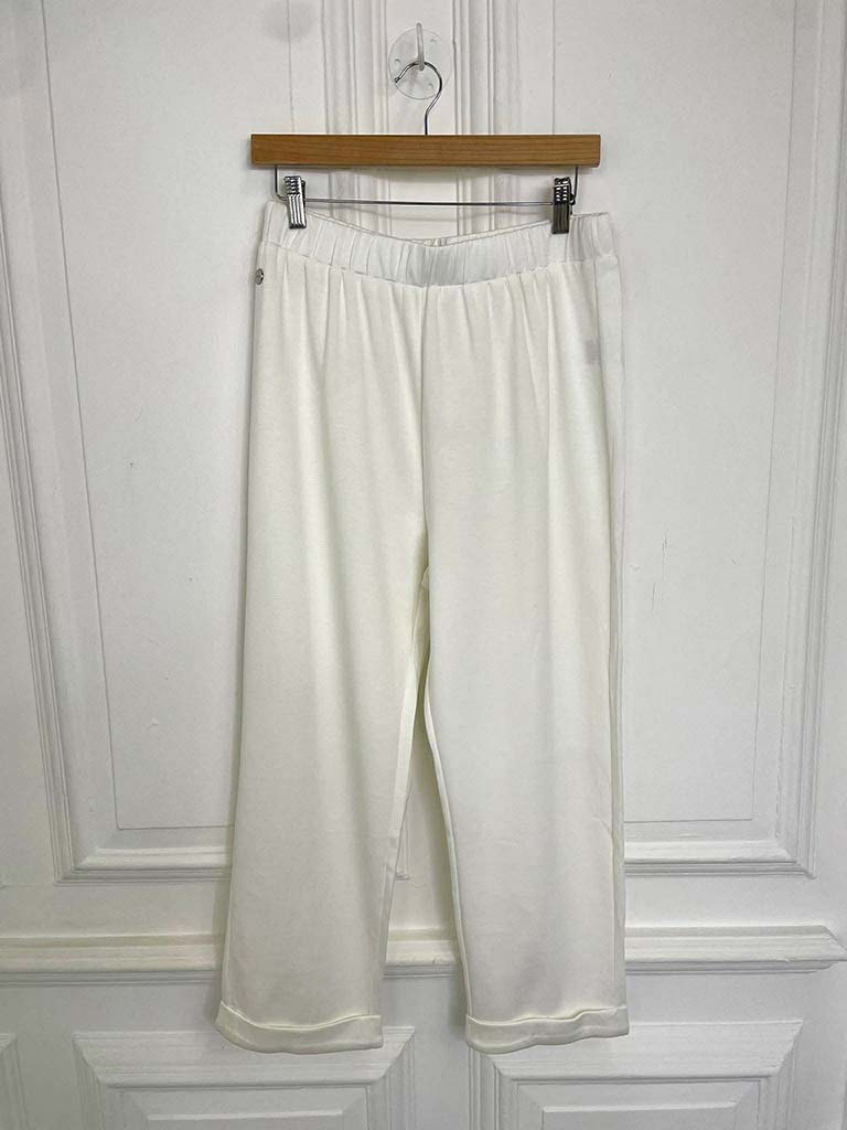 Malissa J Jersey Cuffed Cigarette Trousers - White
