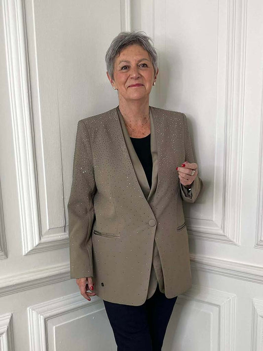 Malissa J Graduated Stud Blazer - Mocha