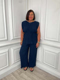 Sleeveless Pleated Co-ord - Navy