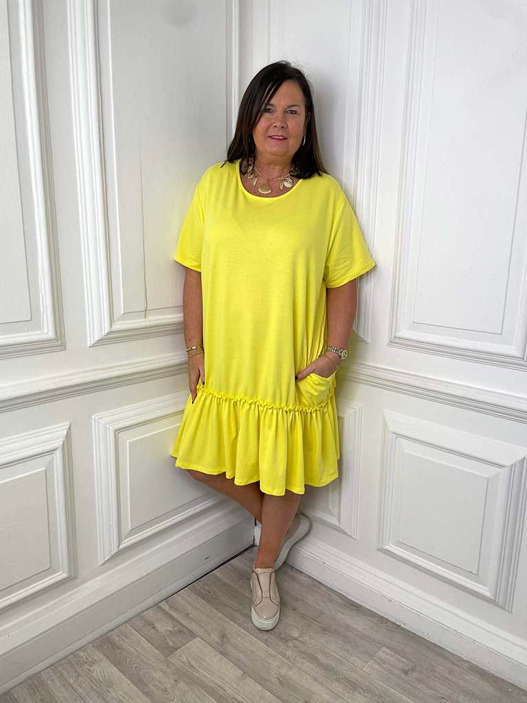 Drop Peplum Hem Dress - Sunshine