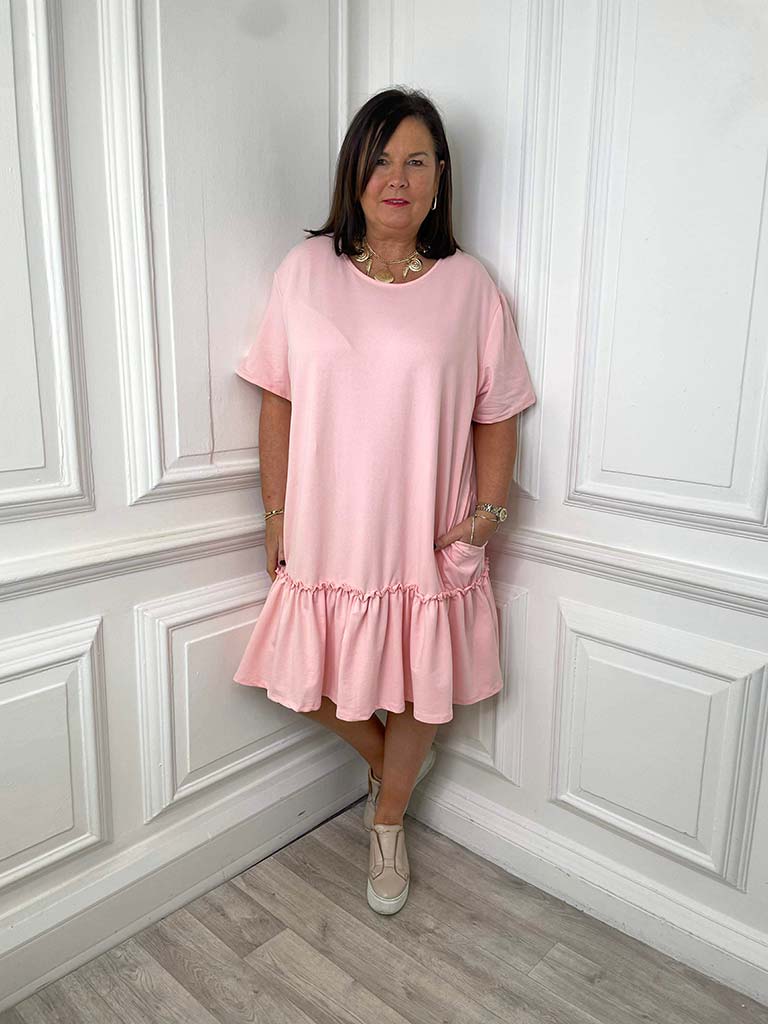 Drop Peplum Hem Dress - Petal