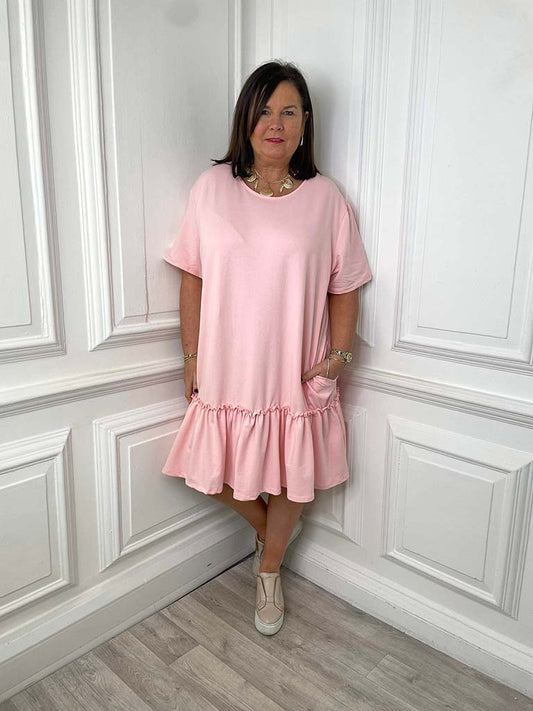 Drop Peplum Hem Dress - Petal