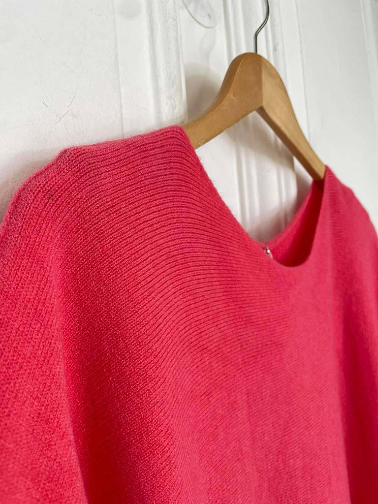 Boxy Drop Shoulder Knit - Coral