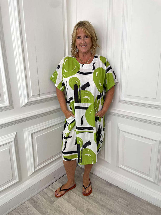 Artist Print Pocket Tunic - Avocado