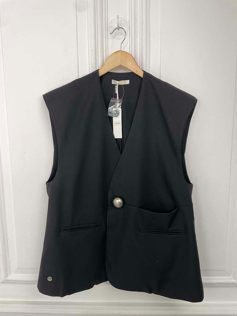 Malissa J Statement Button Luxe Waistcoat - Black
