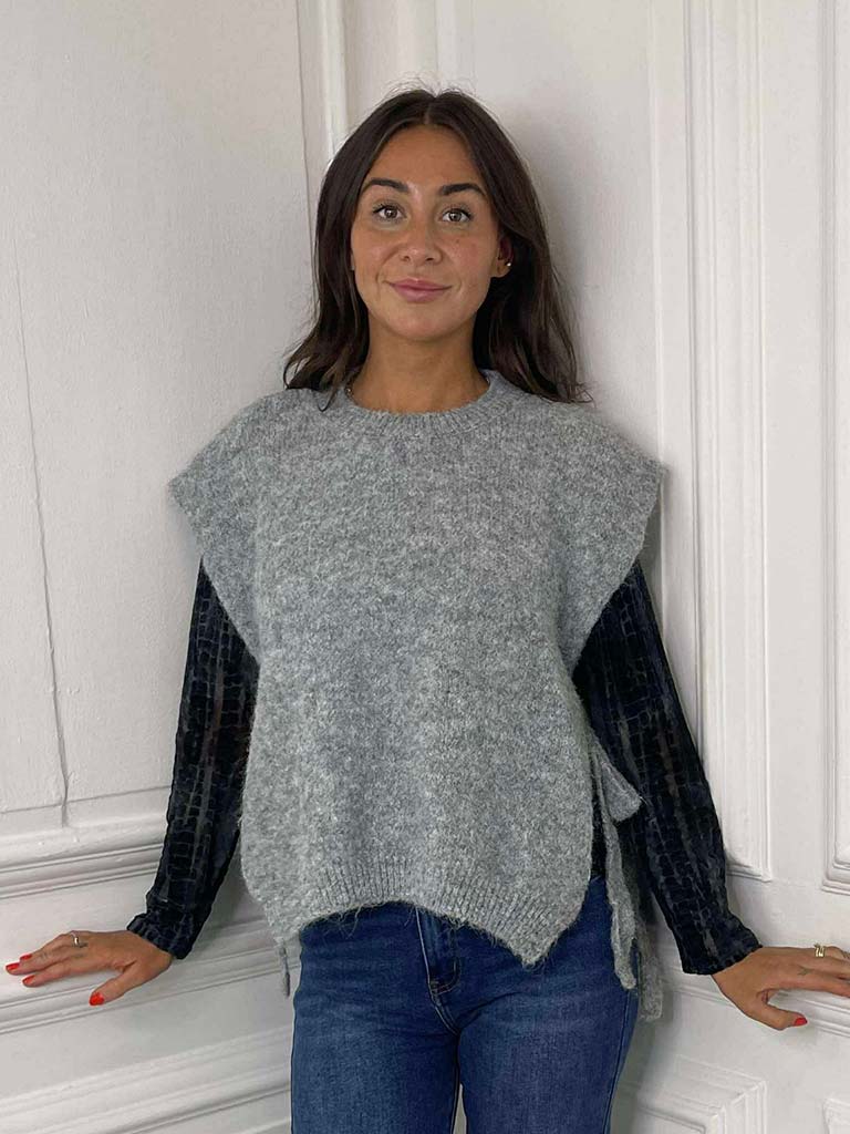 Tie Side Tank Knit - Grey Marl