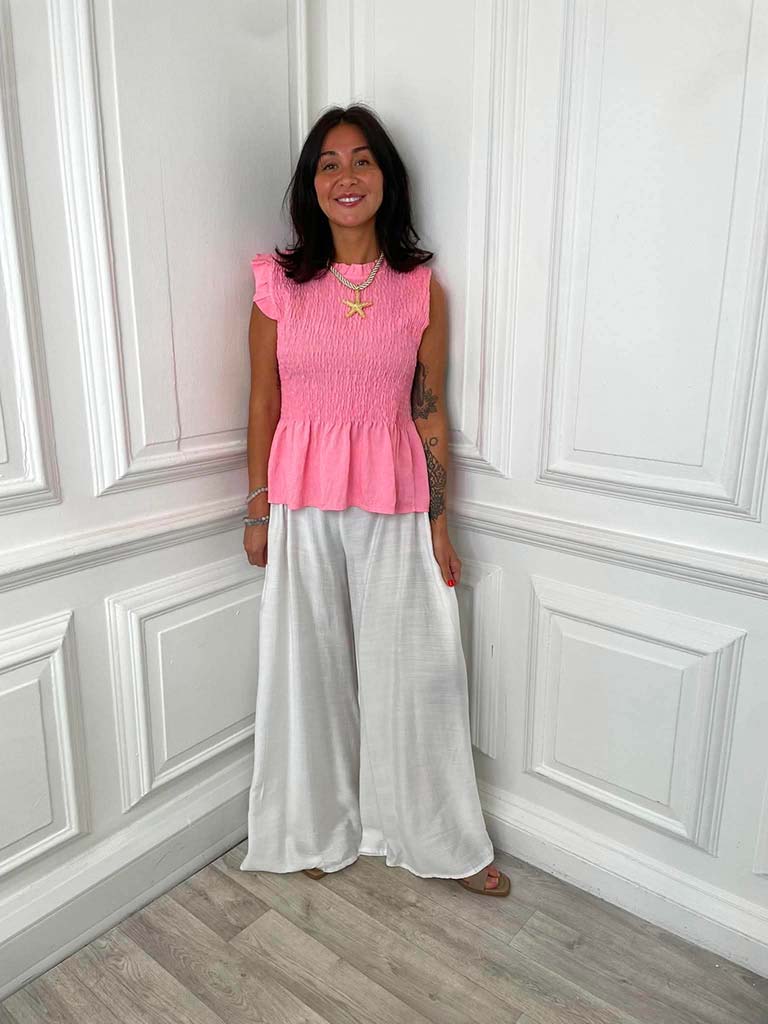 Shirred Frill Top - Sugar