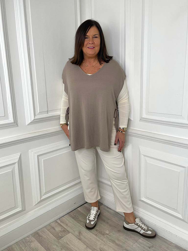 Malissa J Tie Side Tank Knit - Mushroom