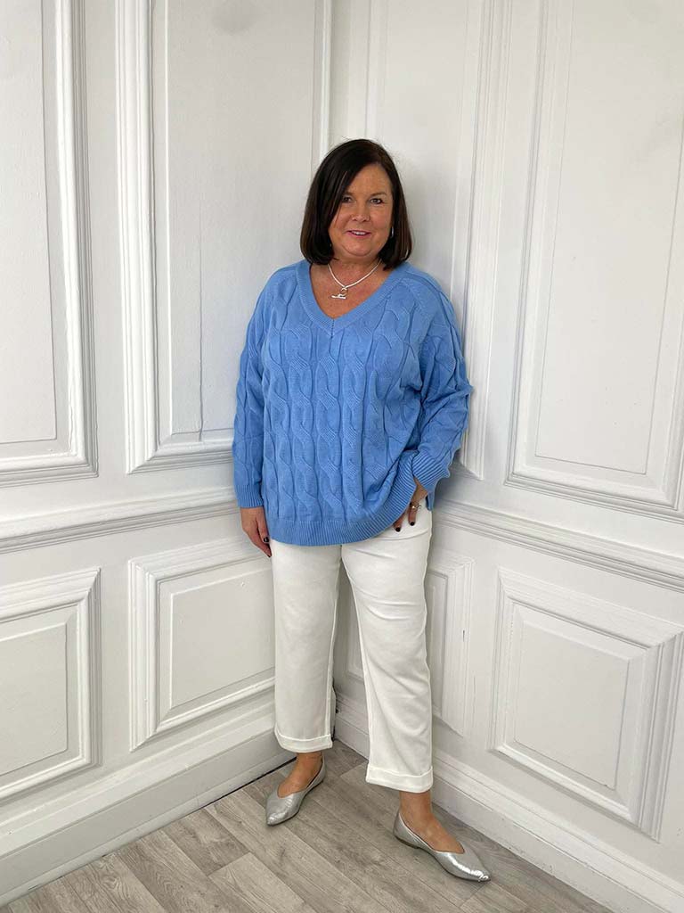 Malissa J Cable Knit - Cornflower Blue