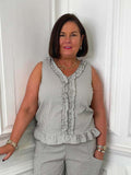 Cottage Check Ruffle Top - Latte